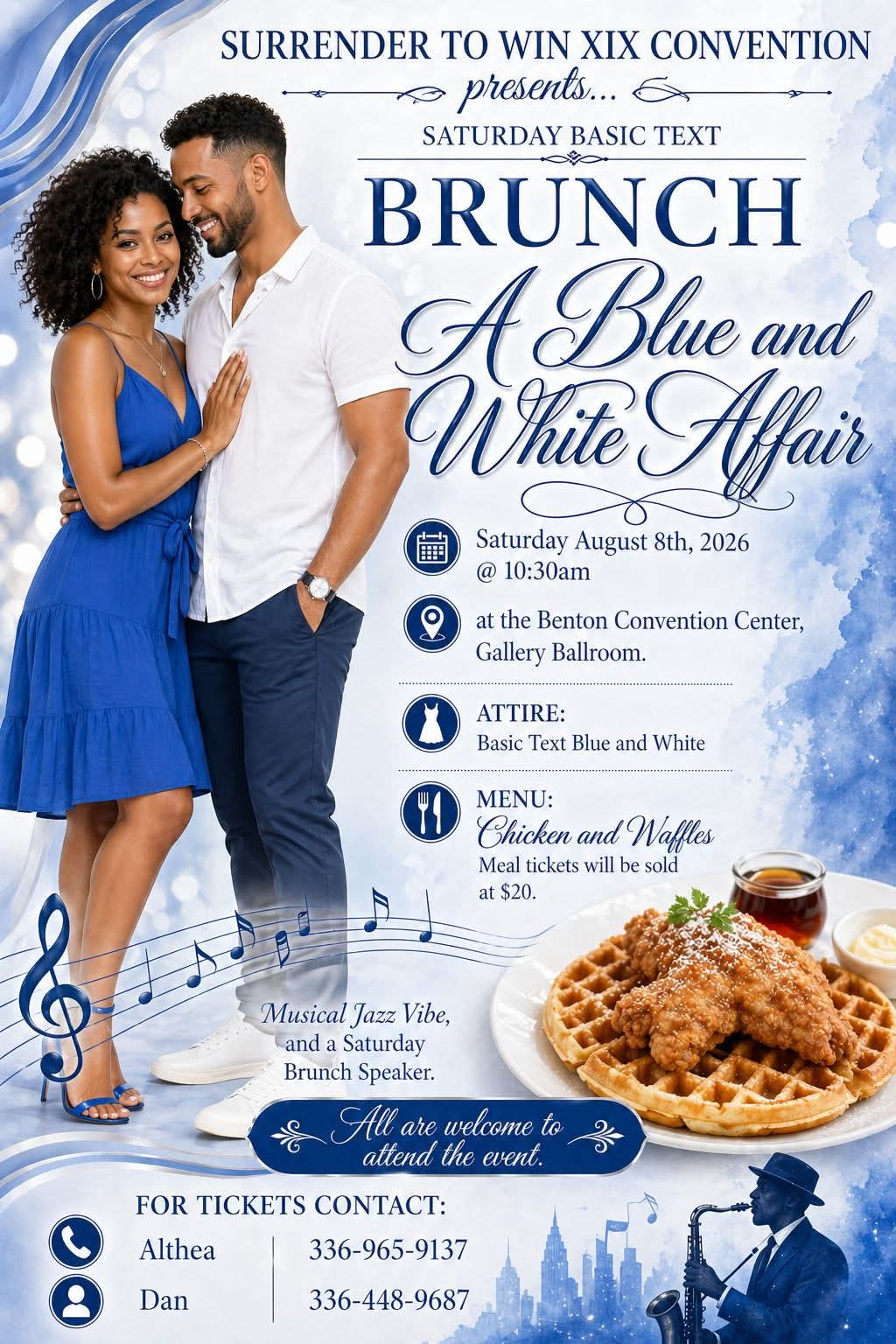 Basic Text Brunch - a blue and white affair